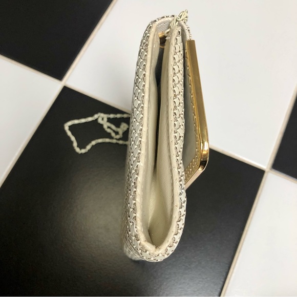 Vintage 70s 80s Metal Mesh Disco Bag Chain Strap Cream Off-White Evening Purse - Picture 12 of 16